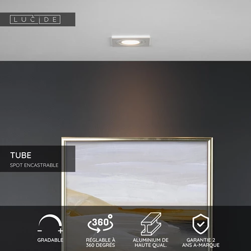 Lucide TUBE - Spot encastrable - 1xGU10 - Blanc - USP